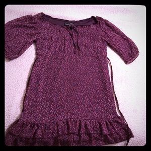 Purple flower print flowy blouse